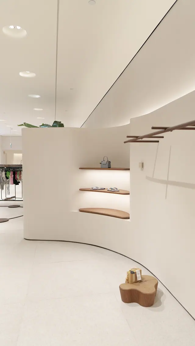 Curved wall and shelving system